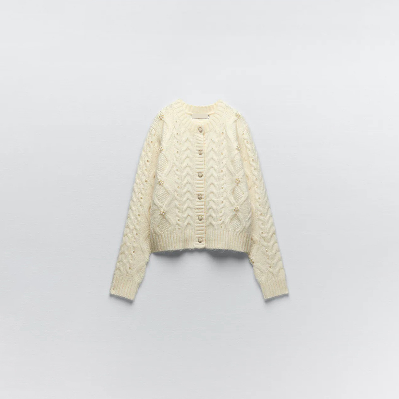 Pearl embellished knitted jacket