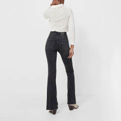 Flared jeans with split cuffs
