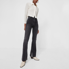 Flared jeans with split cuffs