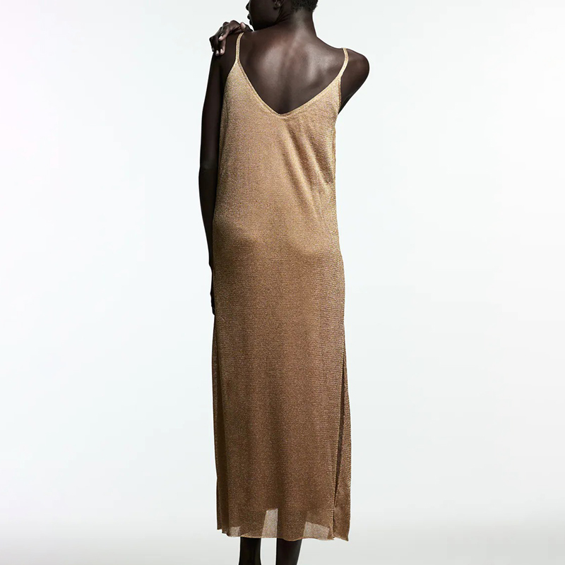 METALLIC THREAD KNIT DRESS