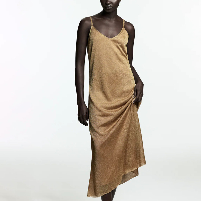 METALLIC THREAD KNIT DRESS