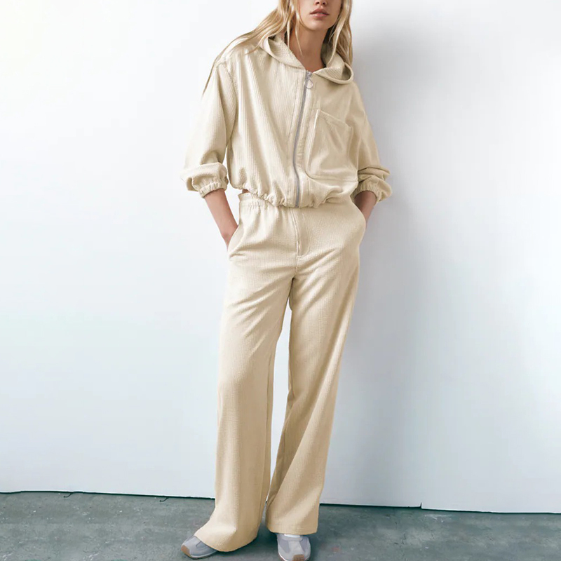 Corduroy straight-leg pants