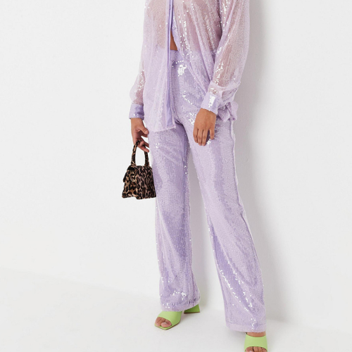Sequin straight leg trousers
