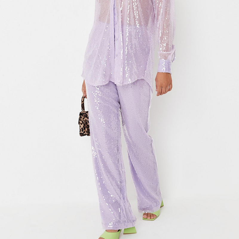 Sequin straight leg trousers