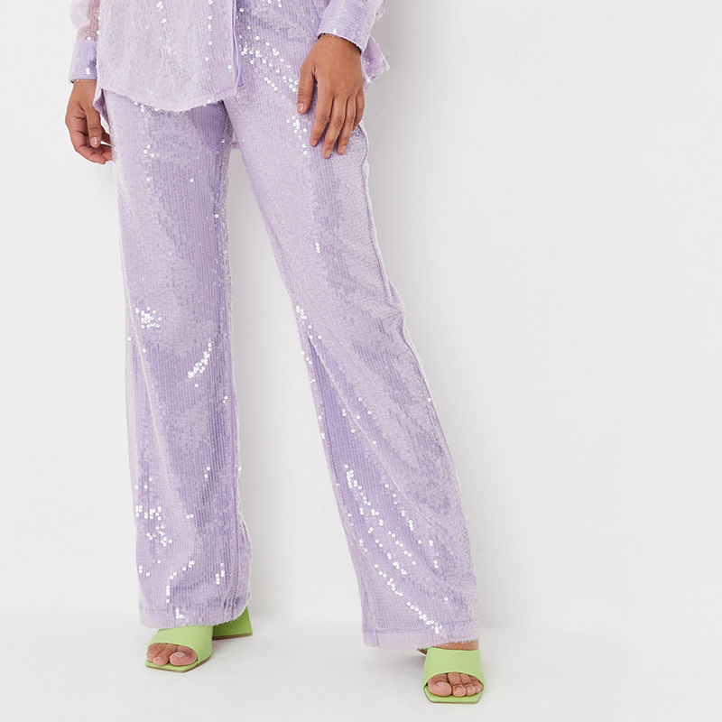 Sequin straight leg trousers