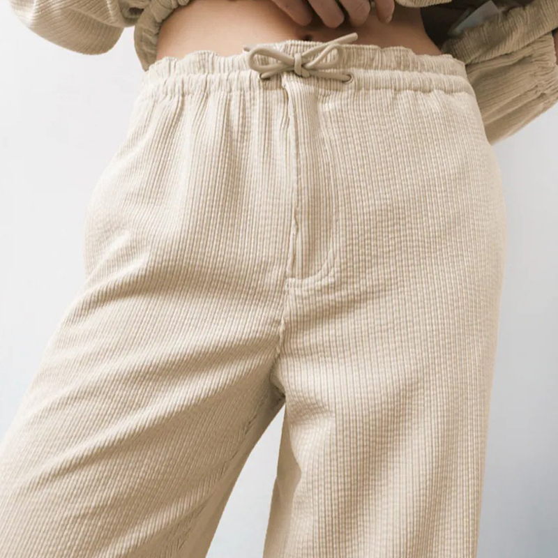 Corduroy straight-leg pants