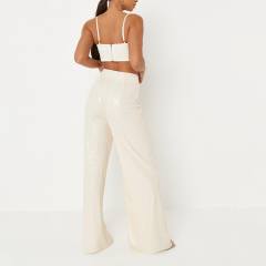 Cream straight leg trousers