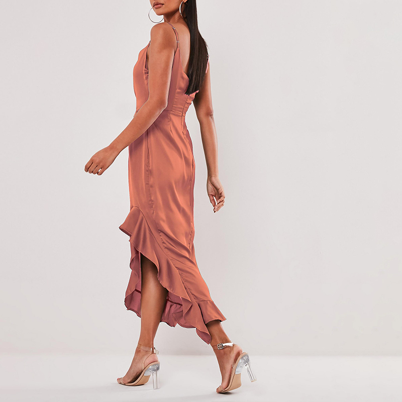 Ruffle side cami midi dress
