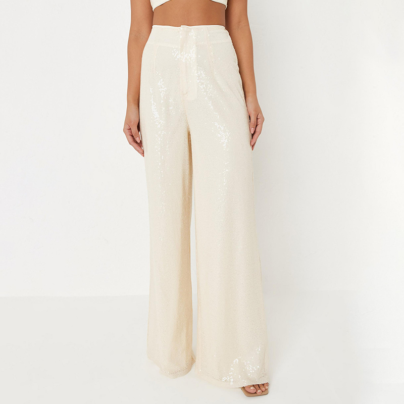 Cream straight leg trousers