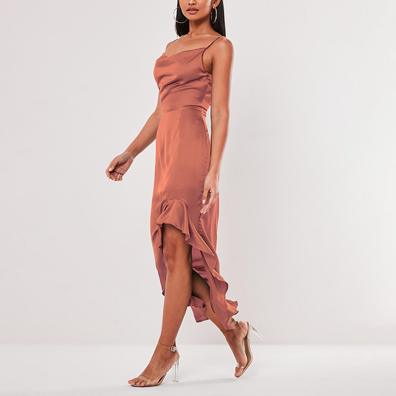 Ruffle side cami midi dress
