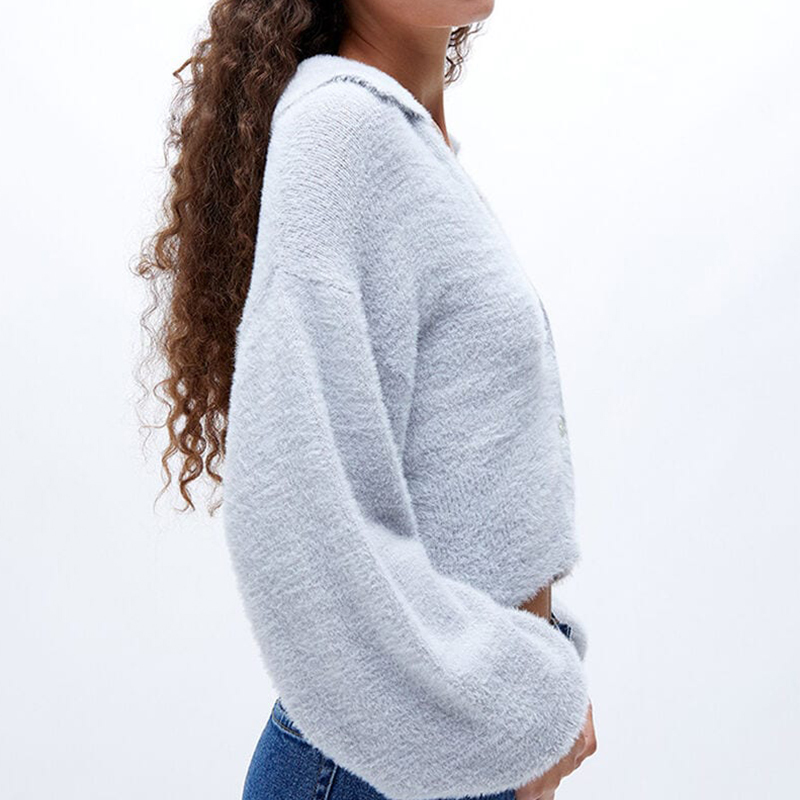 Collared Fuzzy Cardigan