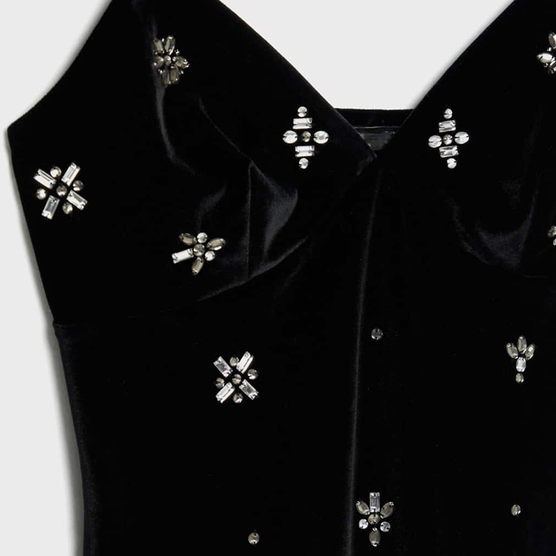 Rhinestone velvet dress