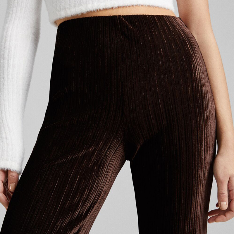 Pleated velvet flared pants