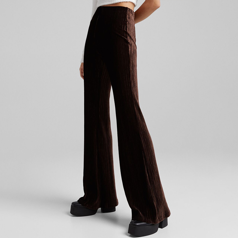 Pleated velvet flared pants