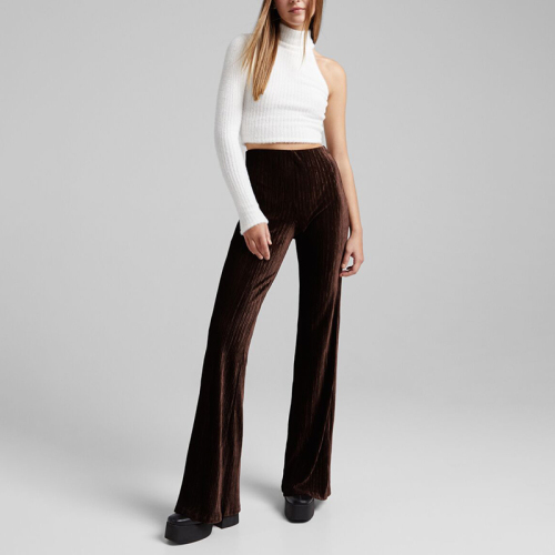 Pleated velvet flared pants