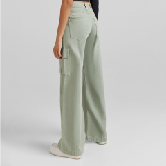 Wide-leg twill cargo trousers