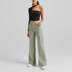 Wide-leg twill cargo trousers