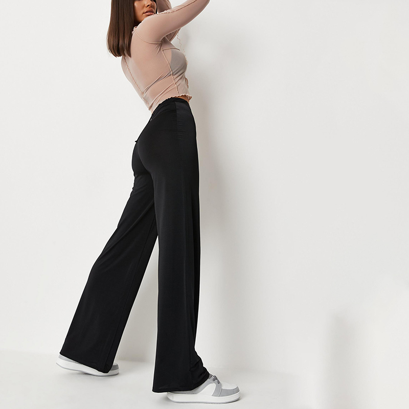 Black slinky wide leg trousers