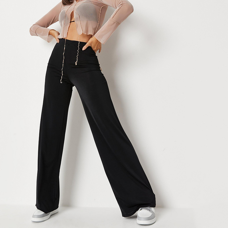 Black slinky wide leg trousers