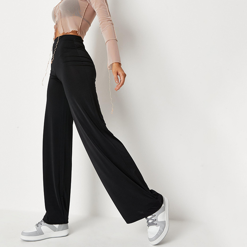 Black slinky wide leg trousers