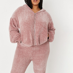 Plus size rose cropped hoodie and pants