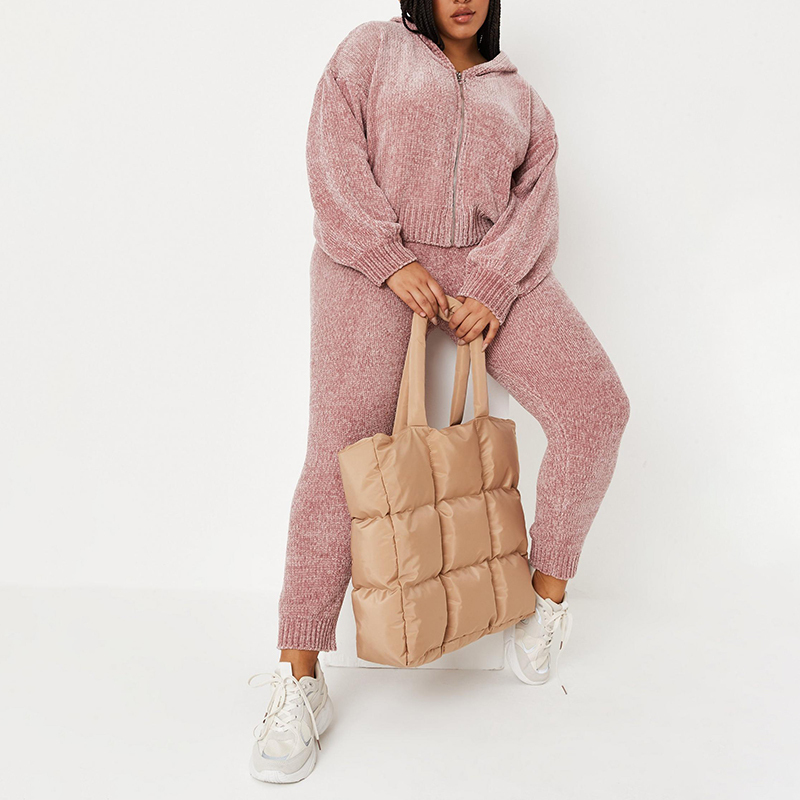 Plus size rose cropped hoodie and pants