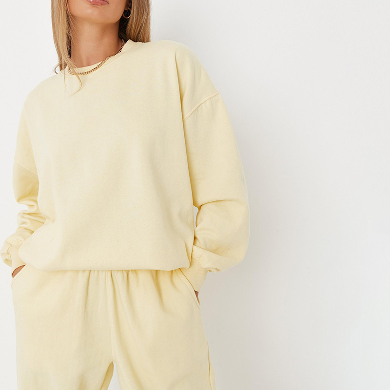 Yellow fleeceback joggers and sweatshirt set