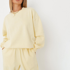 Yellow fleeceback joggers and sweatshirt set