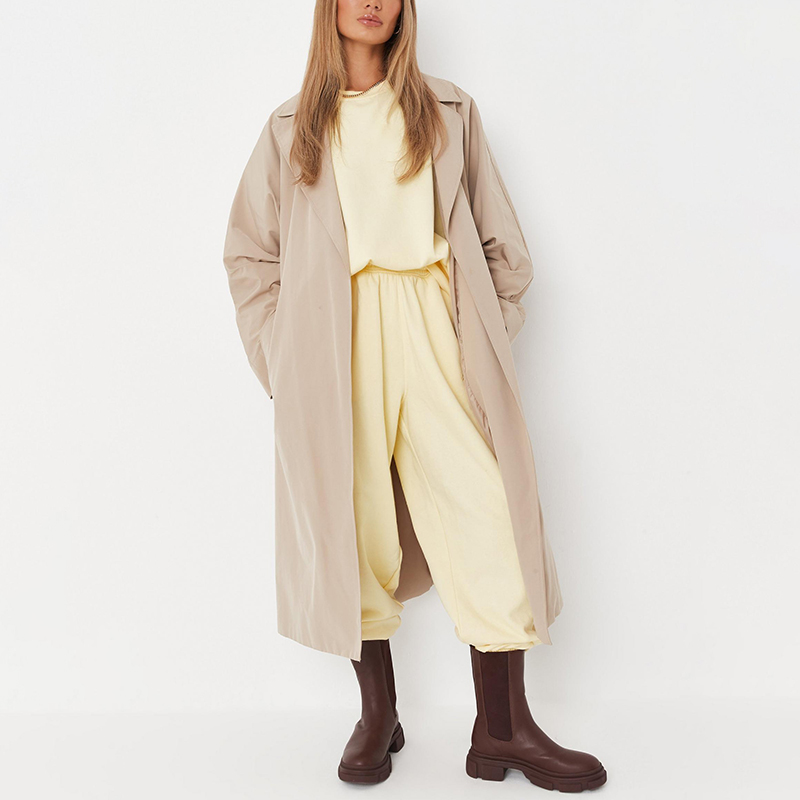 Yellow fleeceback joggers and sweatshirt set