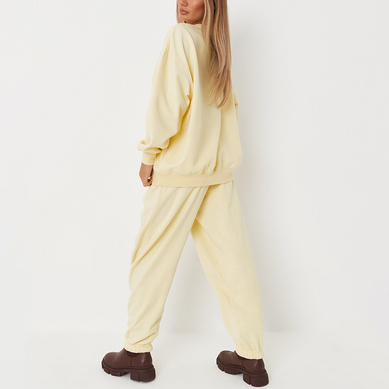 Yellow fleeceback joggers and sweatshirt set