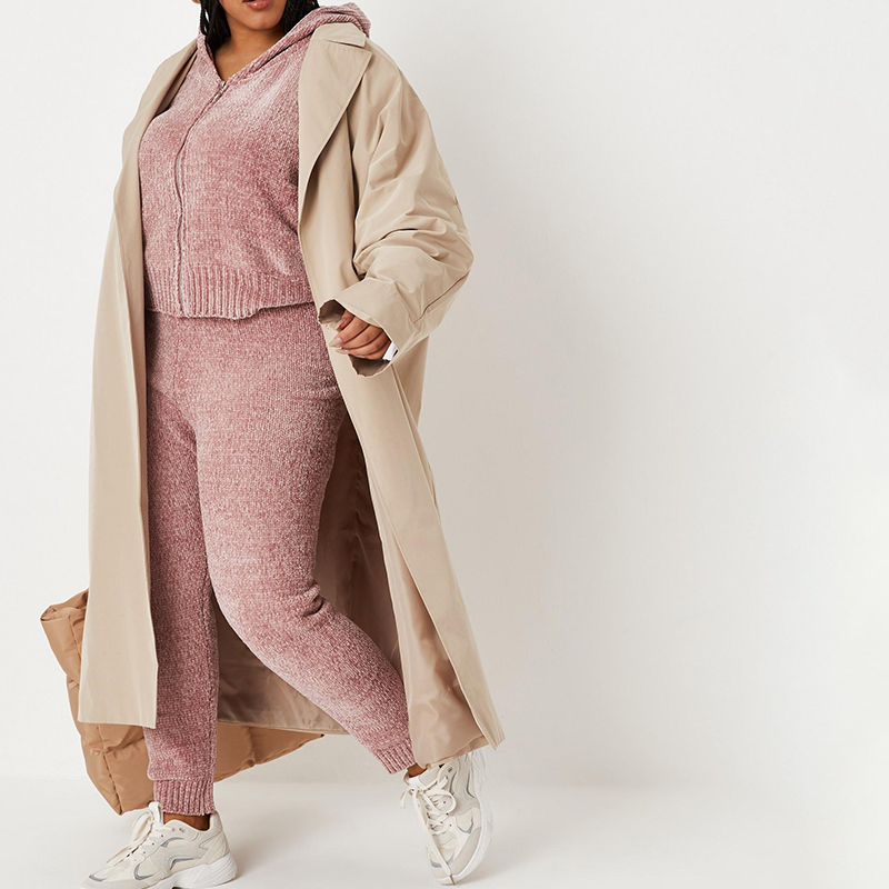 Plus size rose cropped hoodie and pants