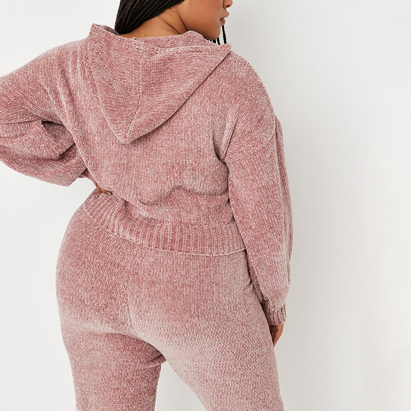 Plus size rose cropped hoodie and pants