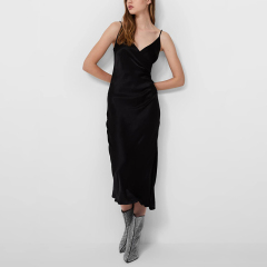 Draped strap midi dress