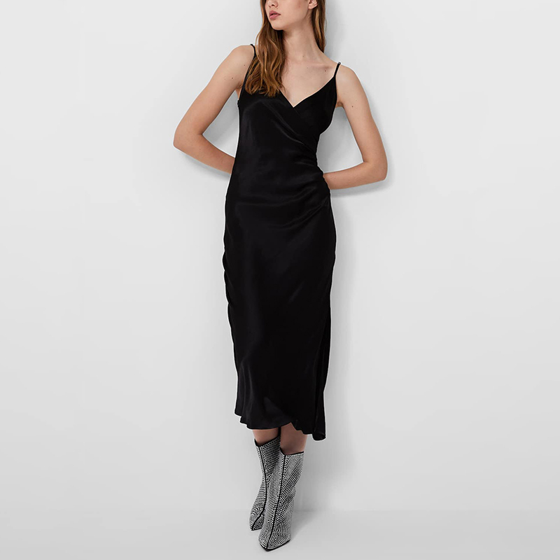 Draped strap midi dress