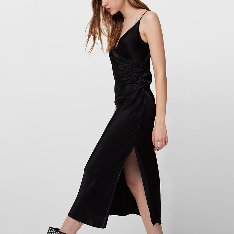 Draped strap midi dress