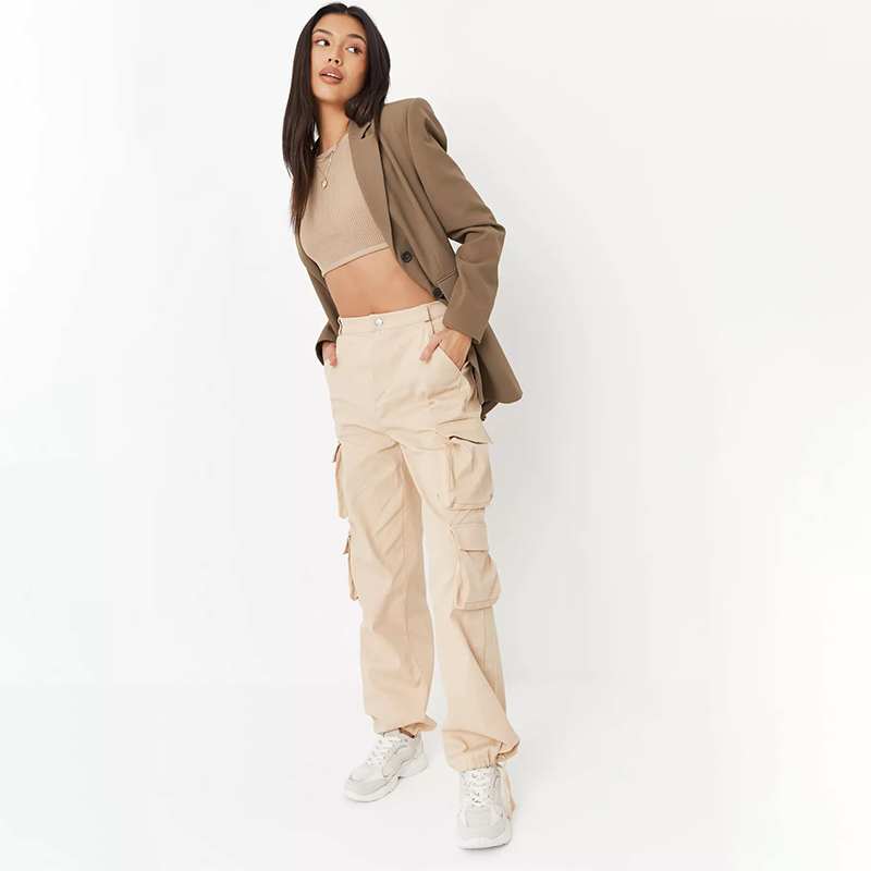 black strappy drawcord hem pocket cargo trousers