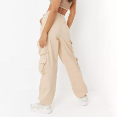 black strappy drawcord hem pocket cargo trousers