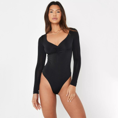 black seamless sweetheart neck ruched bodysuit