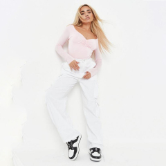 black seamless sweetheart neck ruched bodysuit