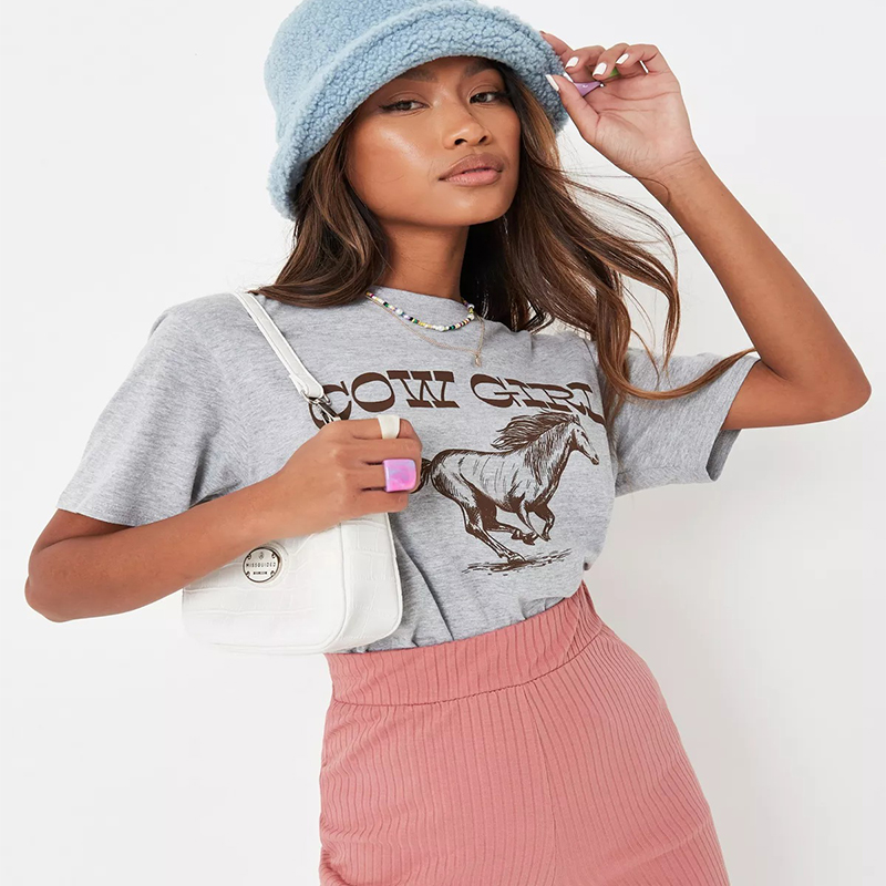 grey marl cow girl graphic oversized t shirt