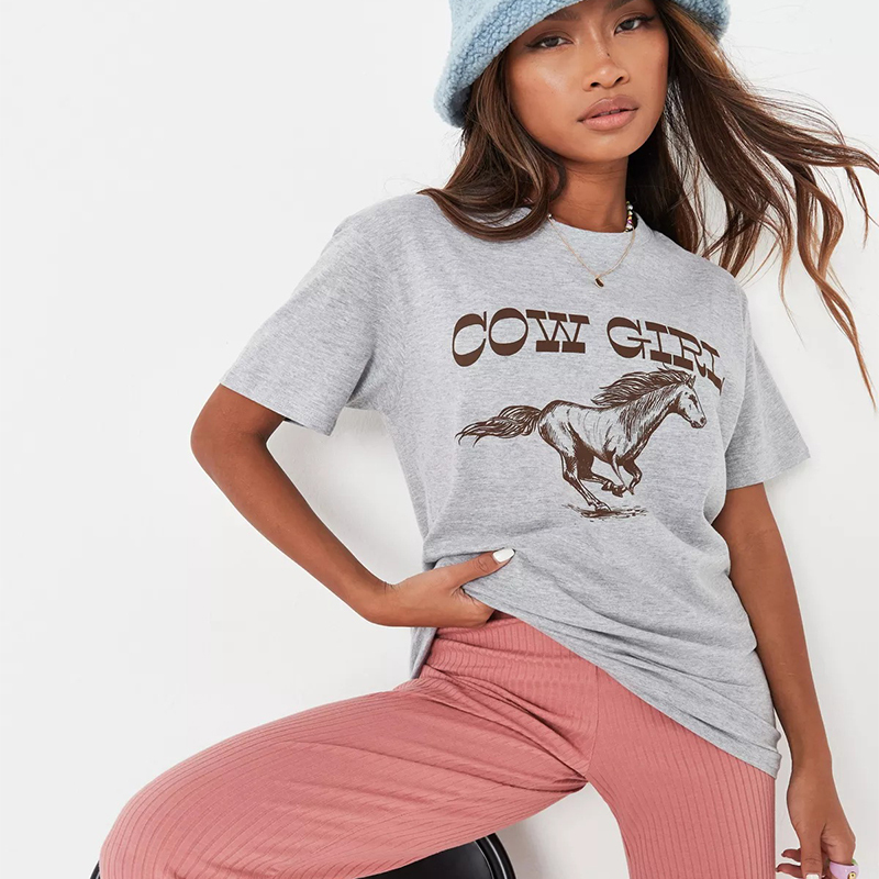 grey marl cow girl graphic oversized t shirt