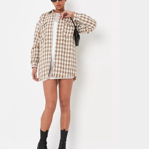 tall brown boucle oversized shacket