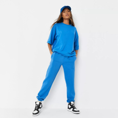 blue brushed back relaxed joggers