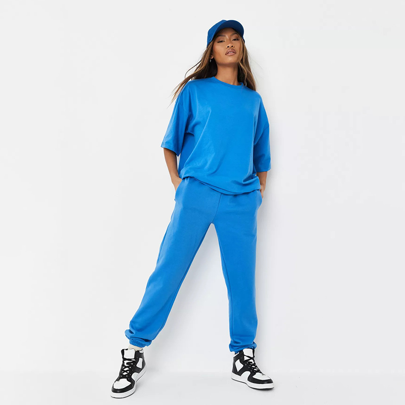 blue brushed back relaxed joggers