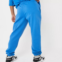 blue brushed back relaxed joggers