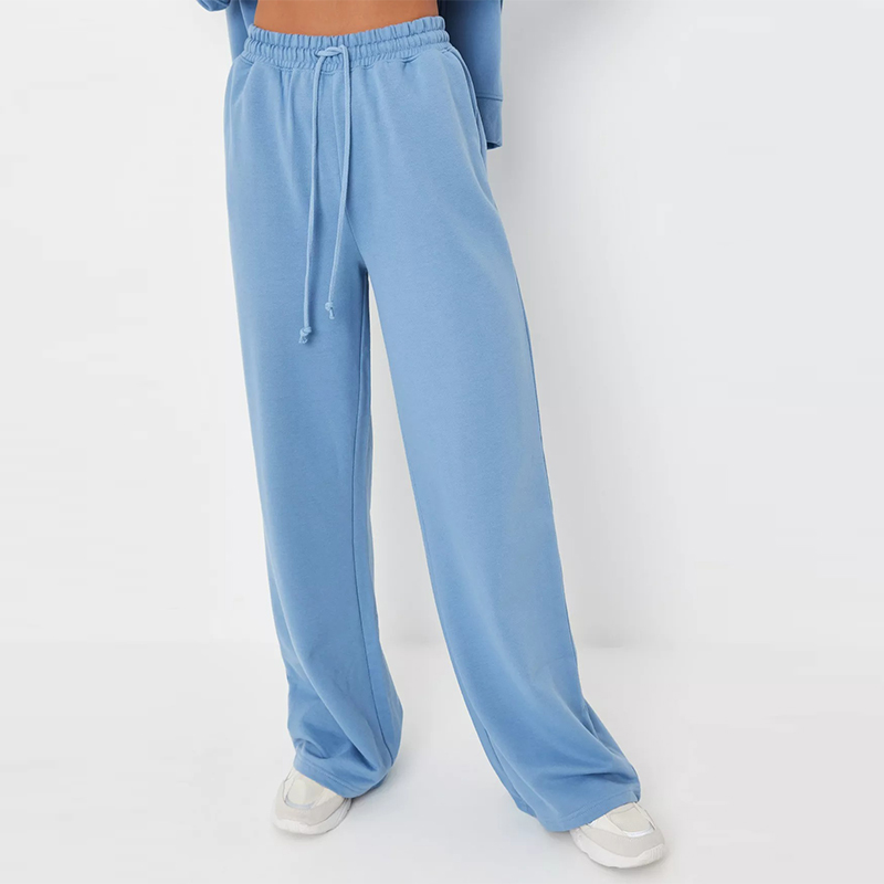 light blue loopback wide leg joggers