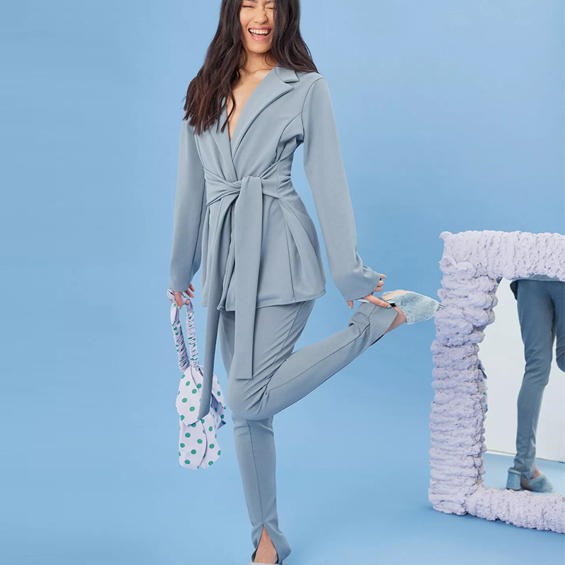 blue co ord jersey skinny trousers