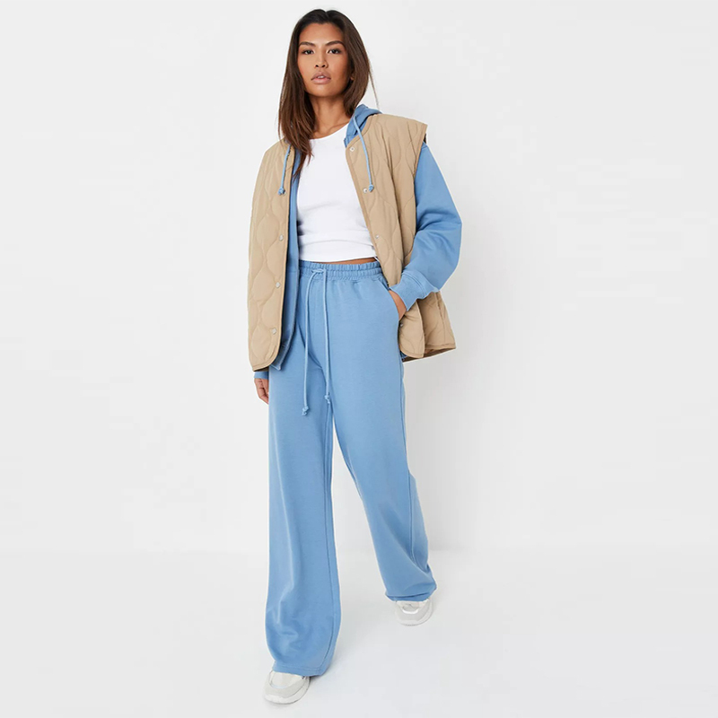 light blue loopback wide leg joggers