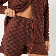 chocolate co ord towelling checkerboard jogger short