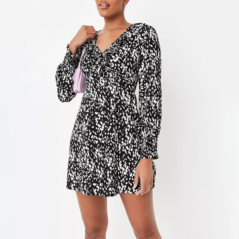 pink floral print ruffle tea dress